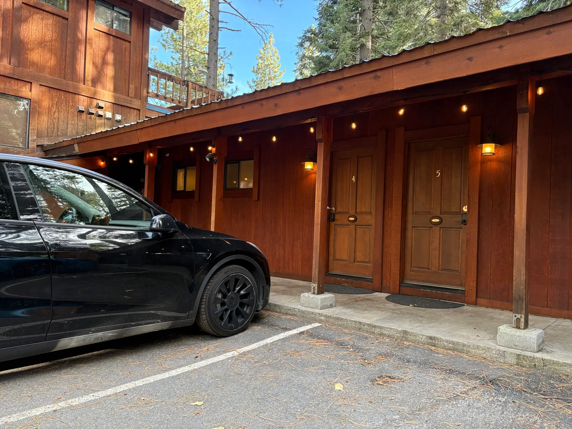 Guest room doors with parking right outside